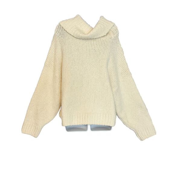 Pilcro Anthropologie Sweater Size L Cream Cowl Neck Oversized Thick Knit Cozy - Picture 5 of 10